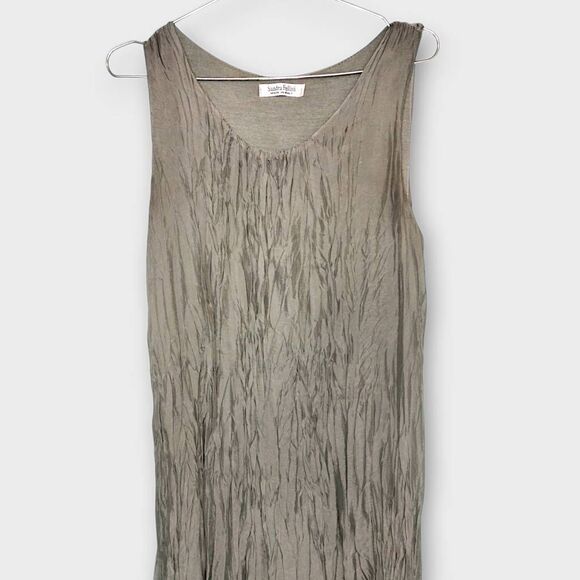 Sandra Fellini Maxi Dress Sz M Silk‎ Crinkled Sleevless Lining Glamcore Royalty - Picture 3 of 11